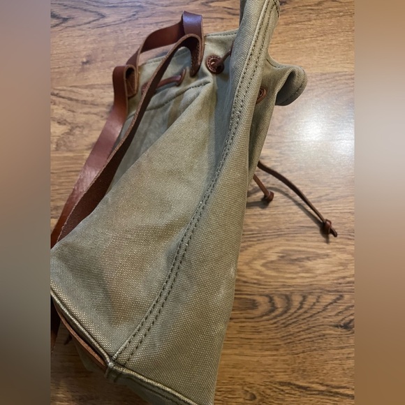 Madewell Olive Green cotton canvas Backpack brown leather detail main image 7